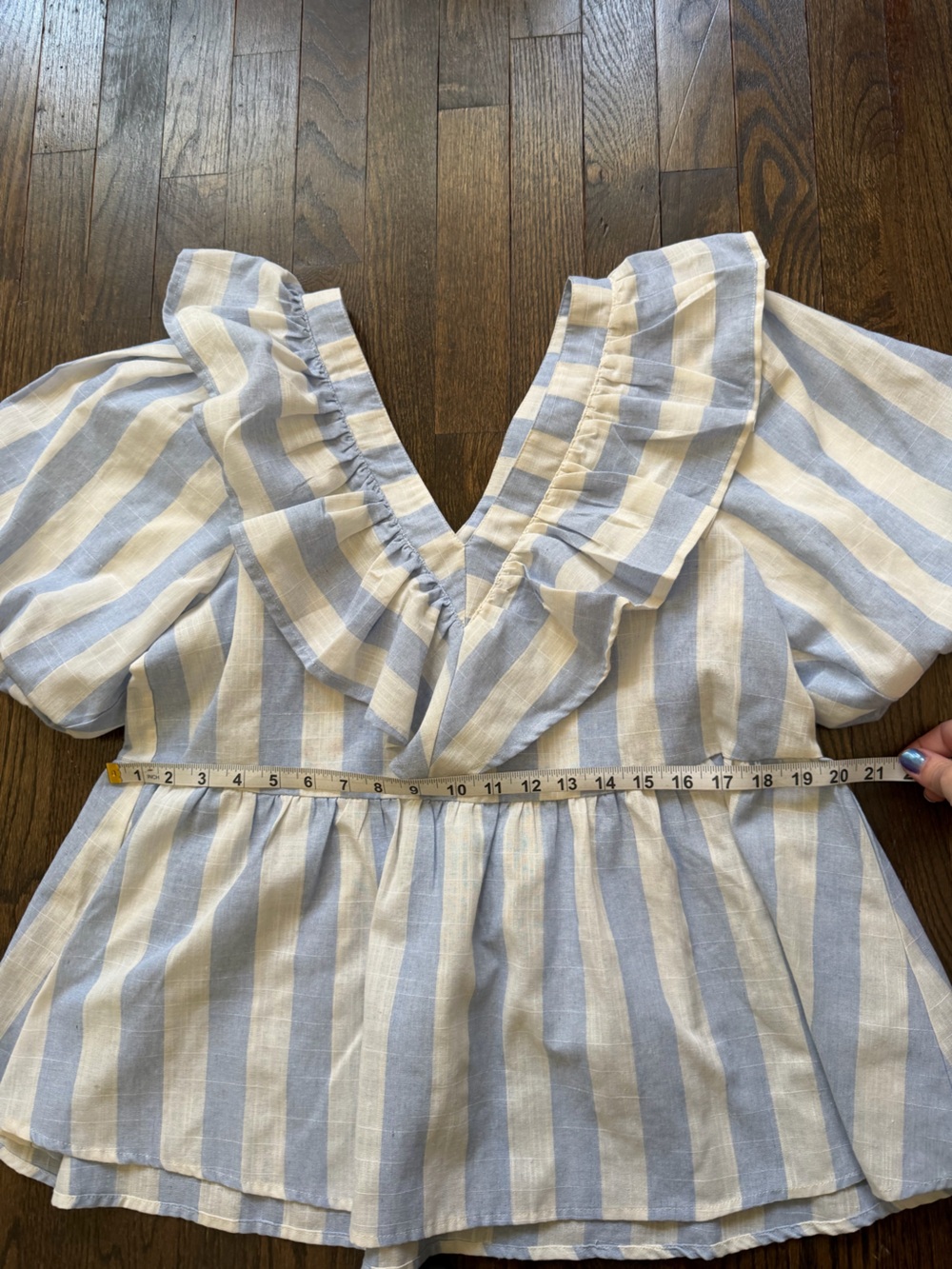 Blue and White Striped Off-Shoulder Top - Picture 5 of 6